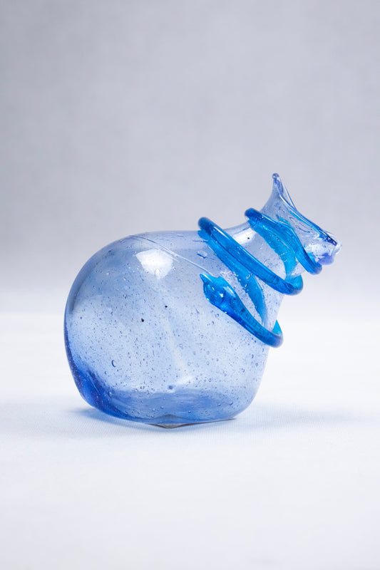 Hand-Blown Glass Mini Pitcher – Clear Blue