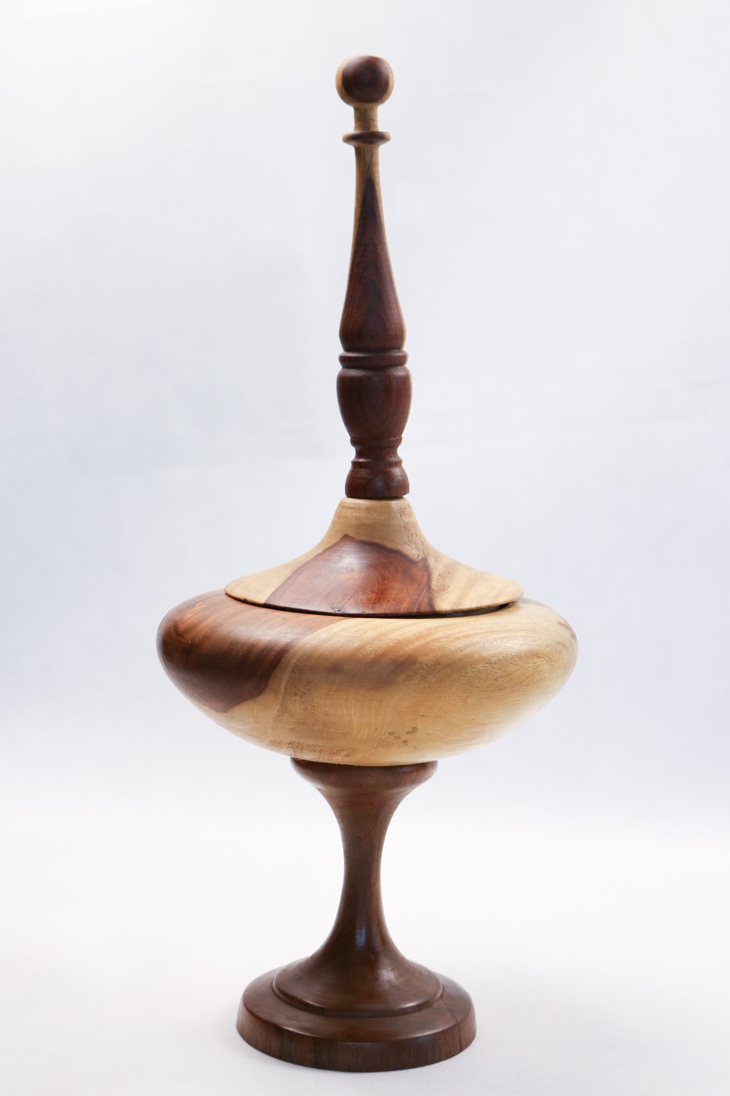 Handcrafted Wooden Decorative Bowl &amp; Lidded Vessel Set of 2
