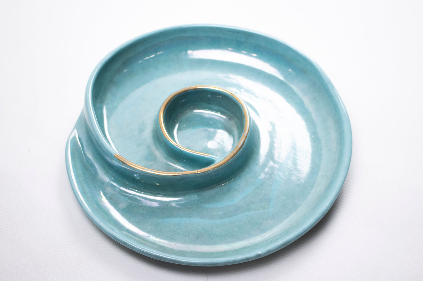 Handcrafted Clay Snack Plate with Integrated Dipping Bowl