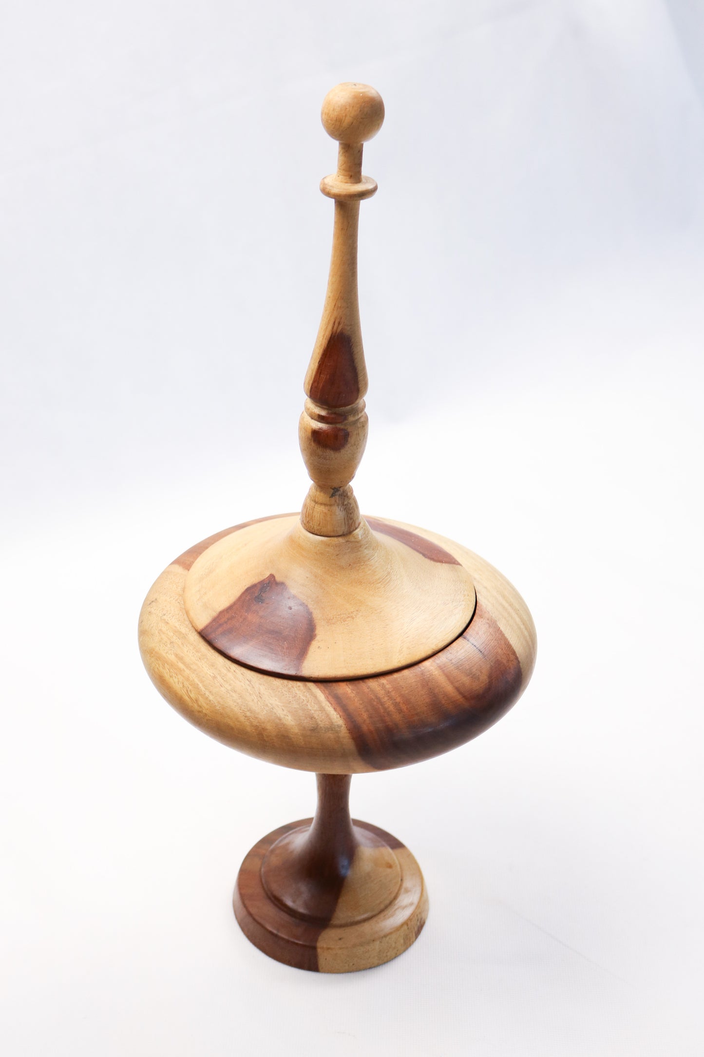 Handcrafted Wooden Decorative Bowl &amp; Lidded Vessel Set of 2