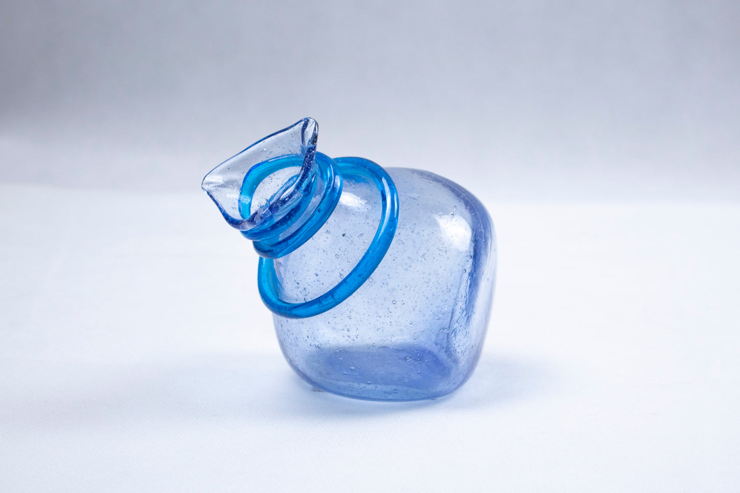 Hand-Blown Glass Mini Pitcher – Clear Blue