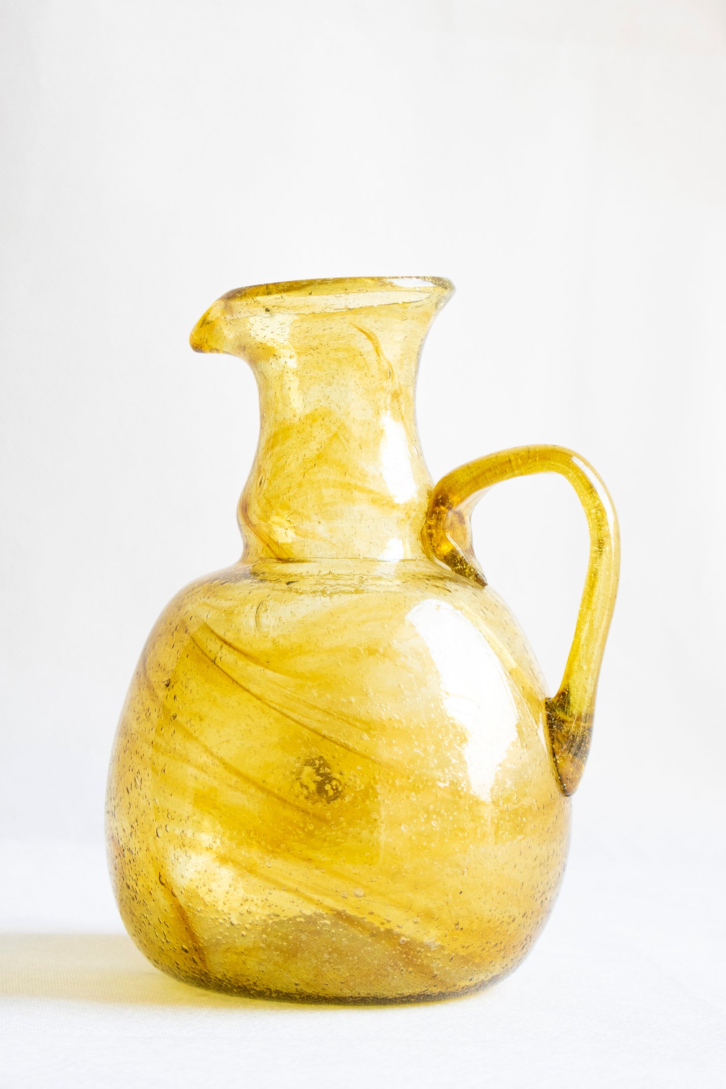 Hand-Blown Glass Jug in Amber