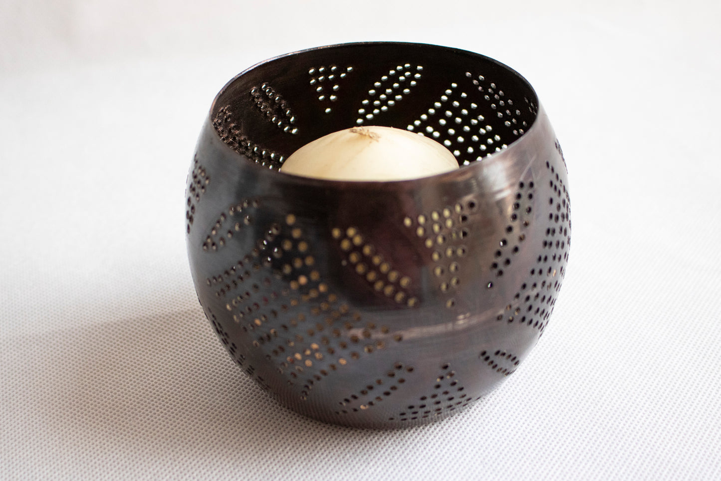 Handcrafted Perforated Metal Candle Holder