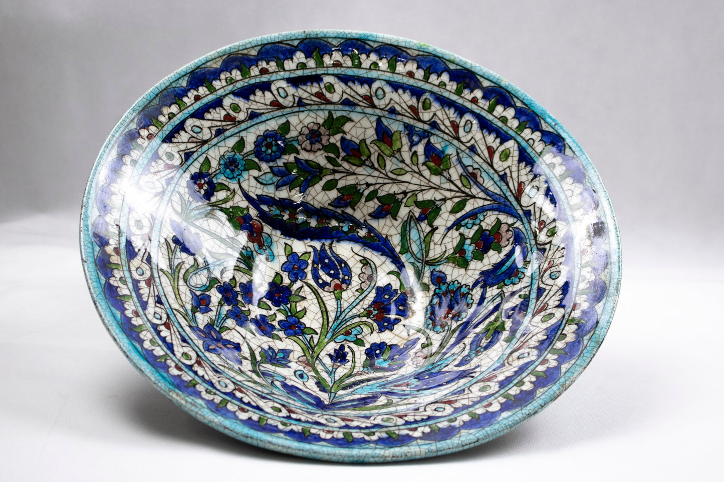 Hand-Painted Ceramic Bowl – Floral Oriental Motif