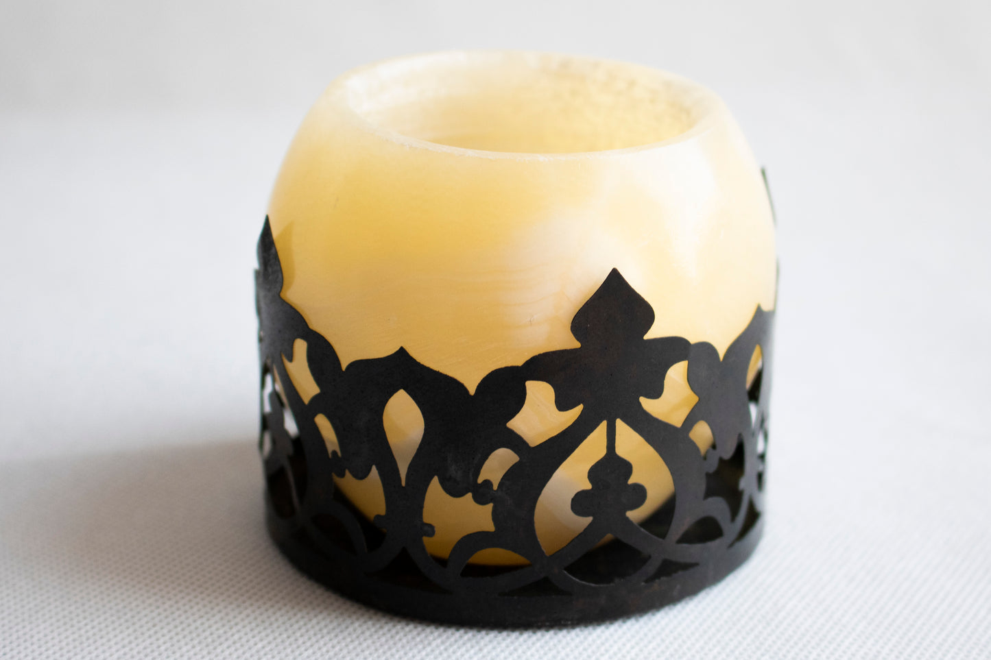 Alabaster Black Oud Scented Candler with Decorative Copper Sleeve