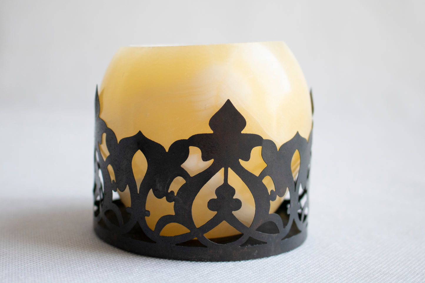 Alabaster Black Oud Scented Candler with Decorative Copper Sleeve
