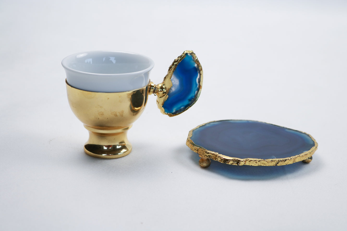 Agate Accent Demitasse Coffee Set – Gold Plated (1 Cup & 1 Coaster)