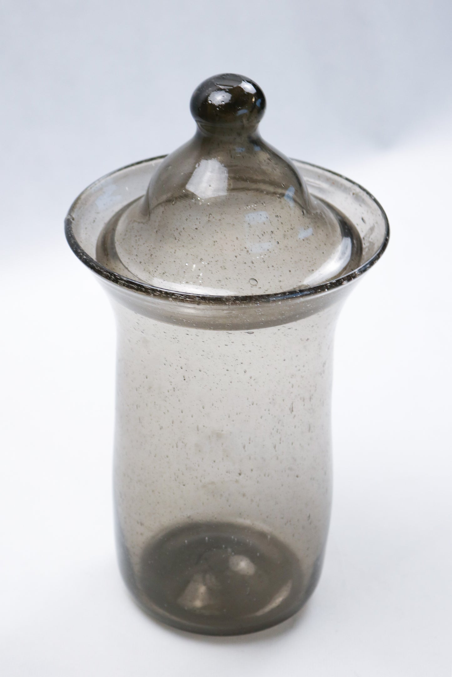 Handcrafted Smoked Glass Vase with Lid