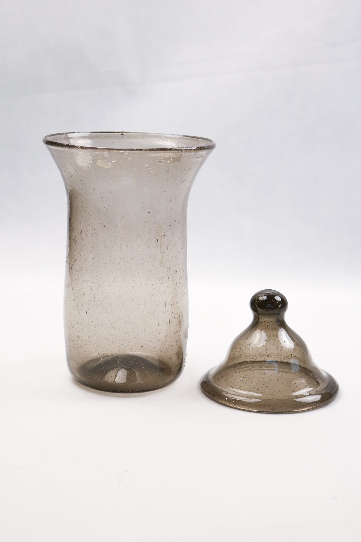 Handcrafted Smoked Glass Vase with Lid
