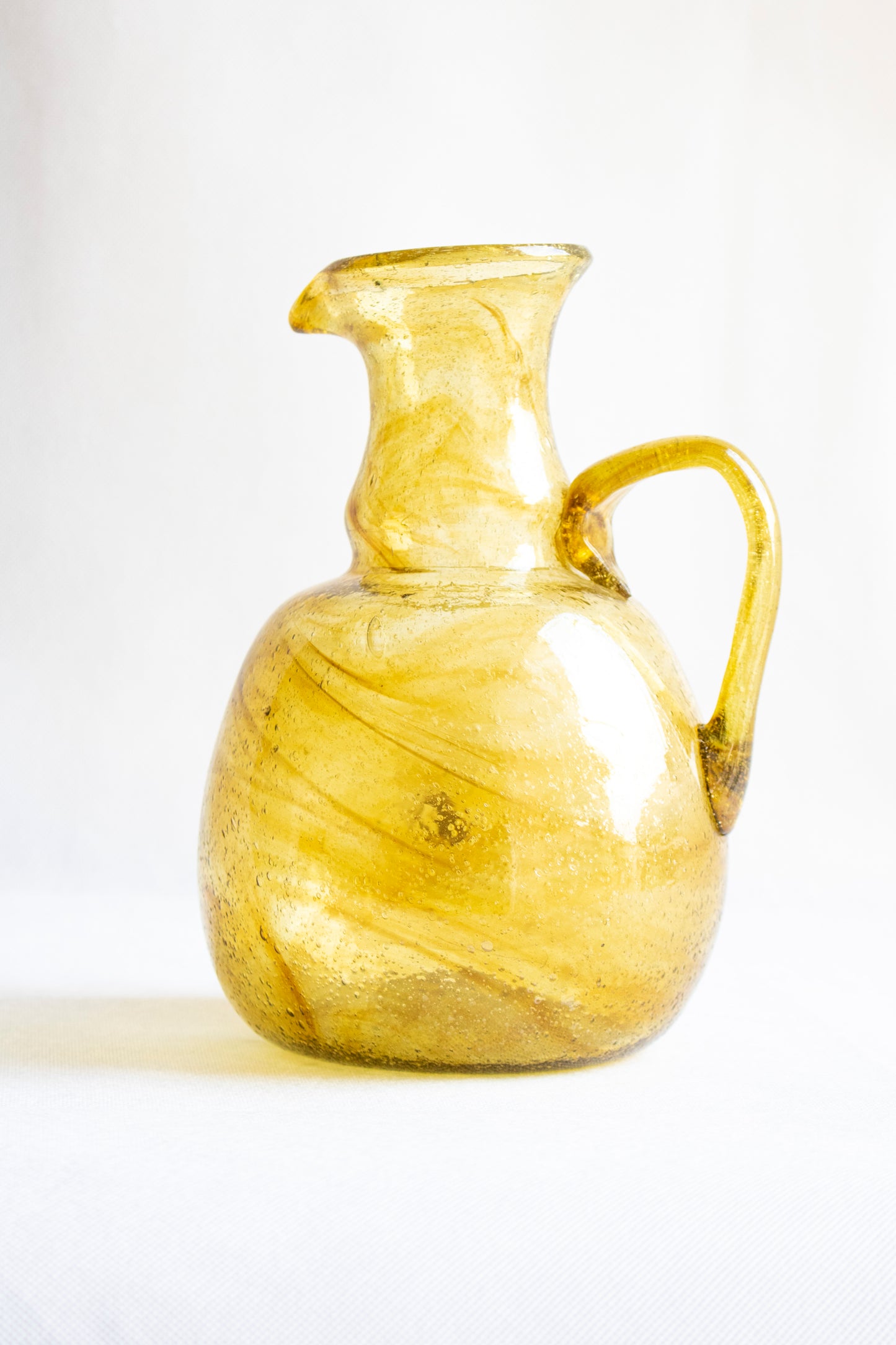 Hand-Blown Glass Jug in Amber