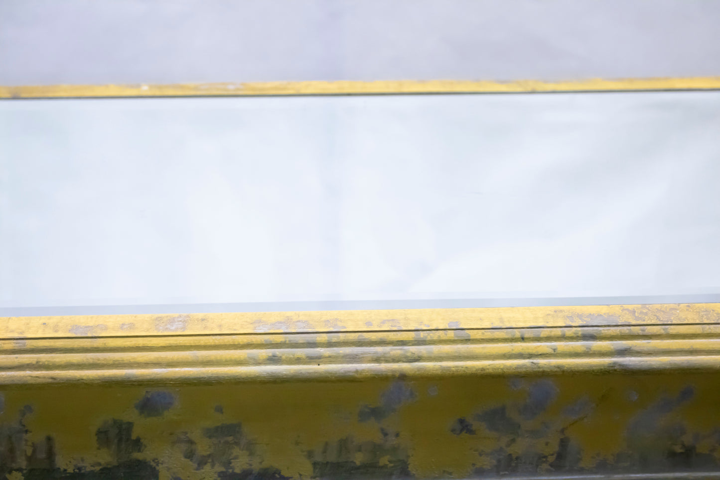 Vintage Glass-Top Console Table with Aged Gold & Grey Finish
