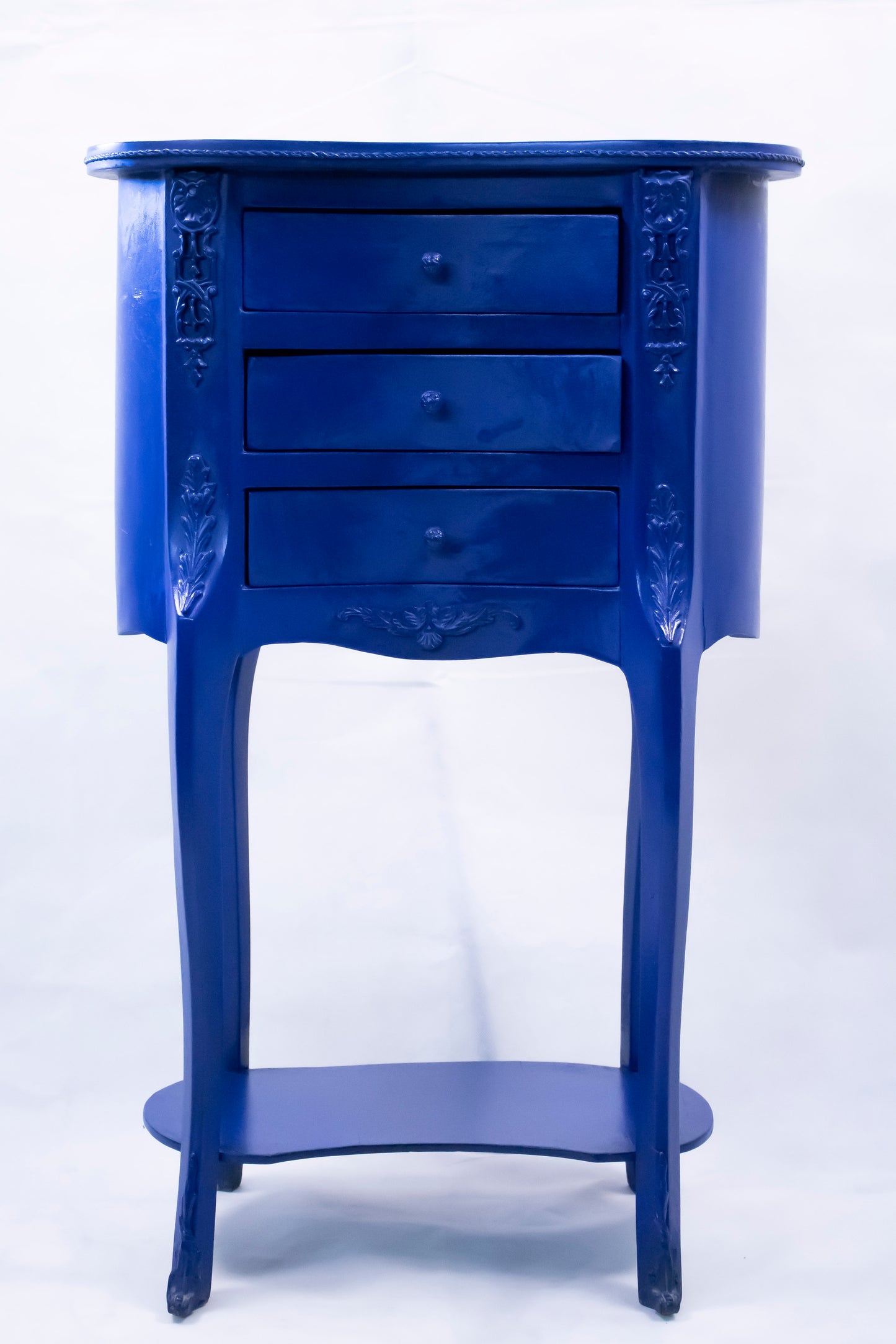 Blue Vintage Chest with Three Drawers and Lower Shelf