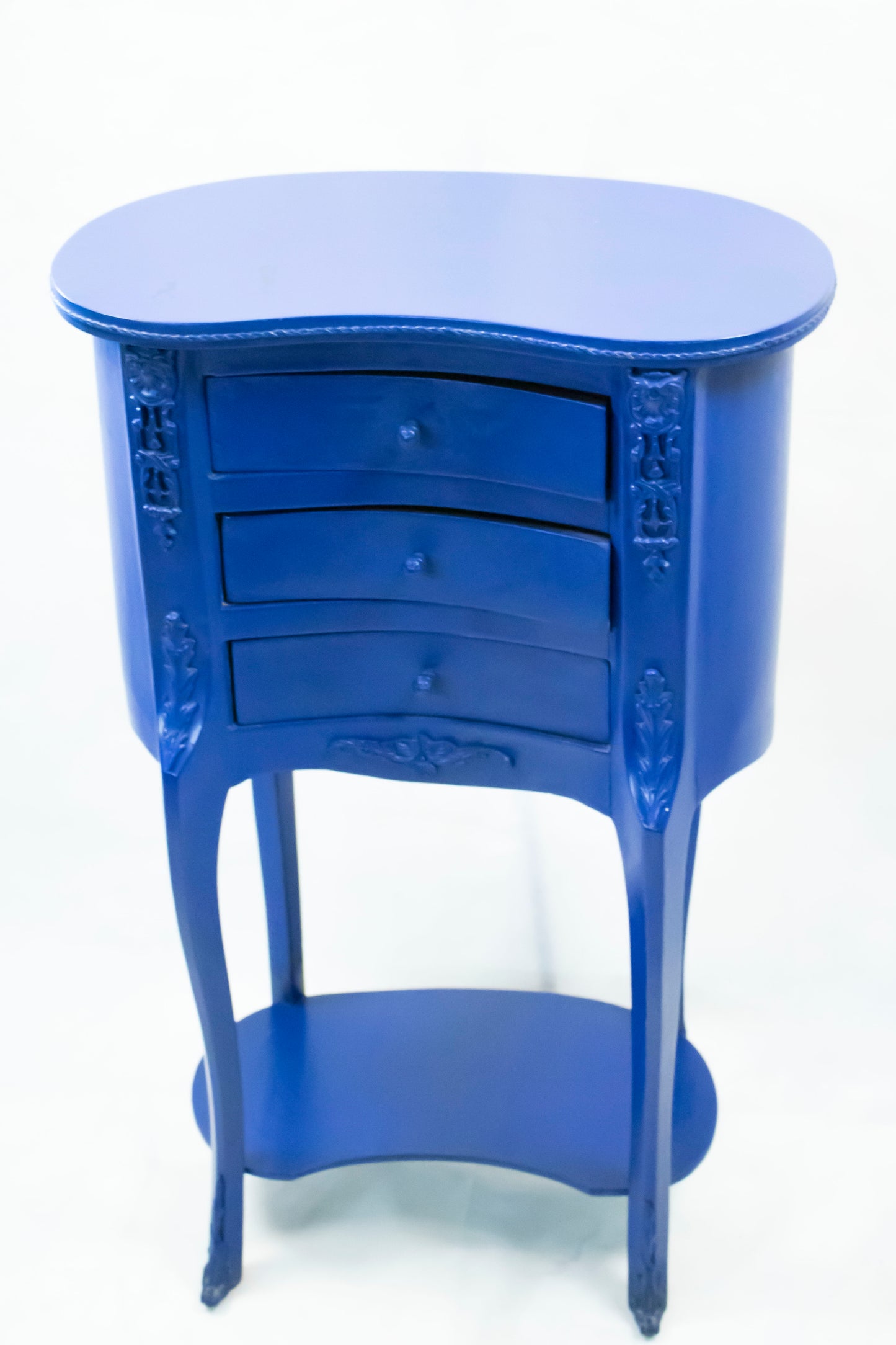 Blue Vintage Chest with Three Drawers and Lower Shelf