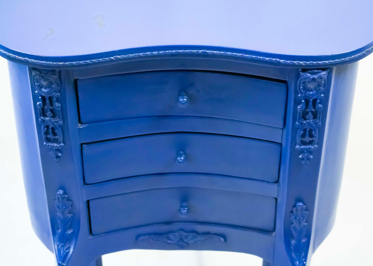 Blue Vintage Chest with Three Drawers and Lower Shelf
