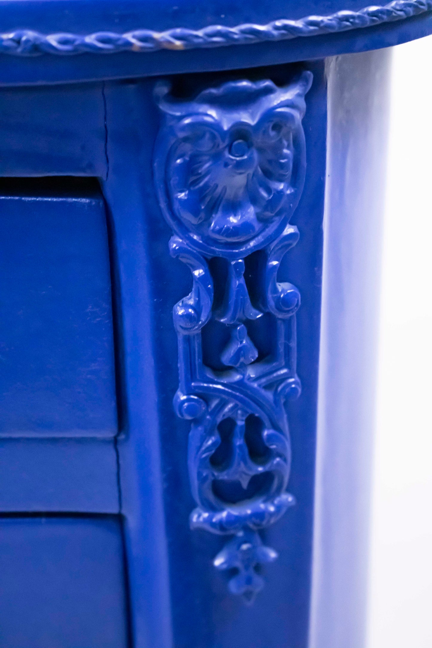 Blue Vintage Chest with Three Drawers and Lower Shelf