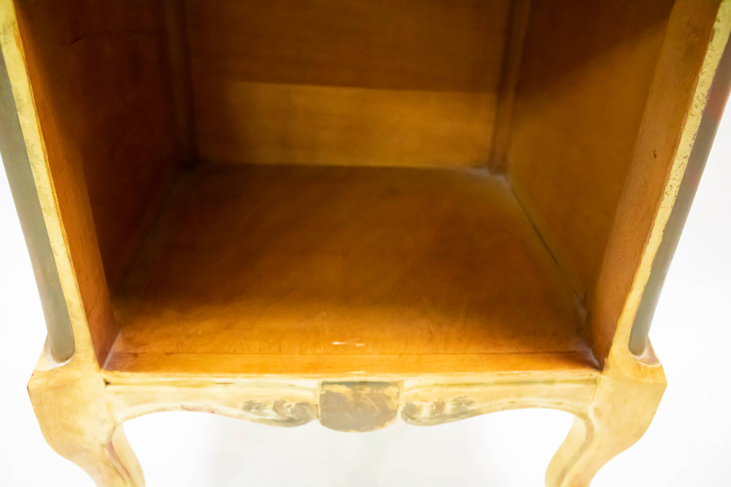 Vintage Distressed Nightstand with Drawer and Open Shelf