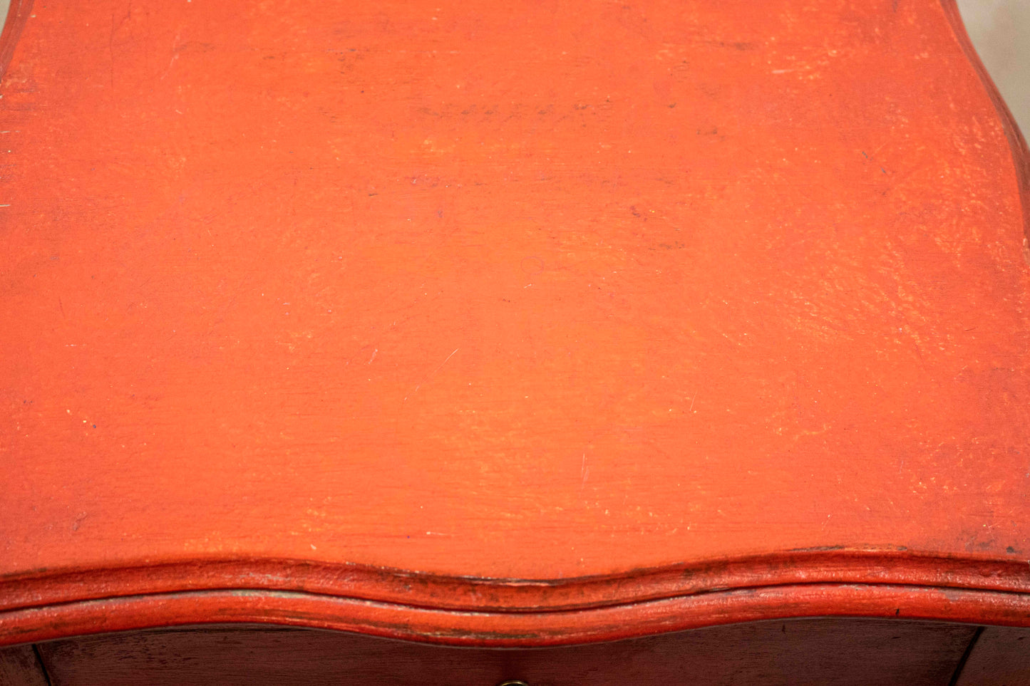 Red Vintage Nightstand with One Drawer