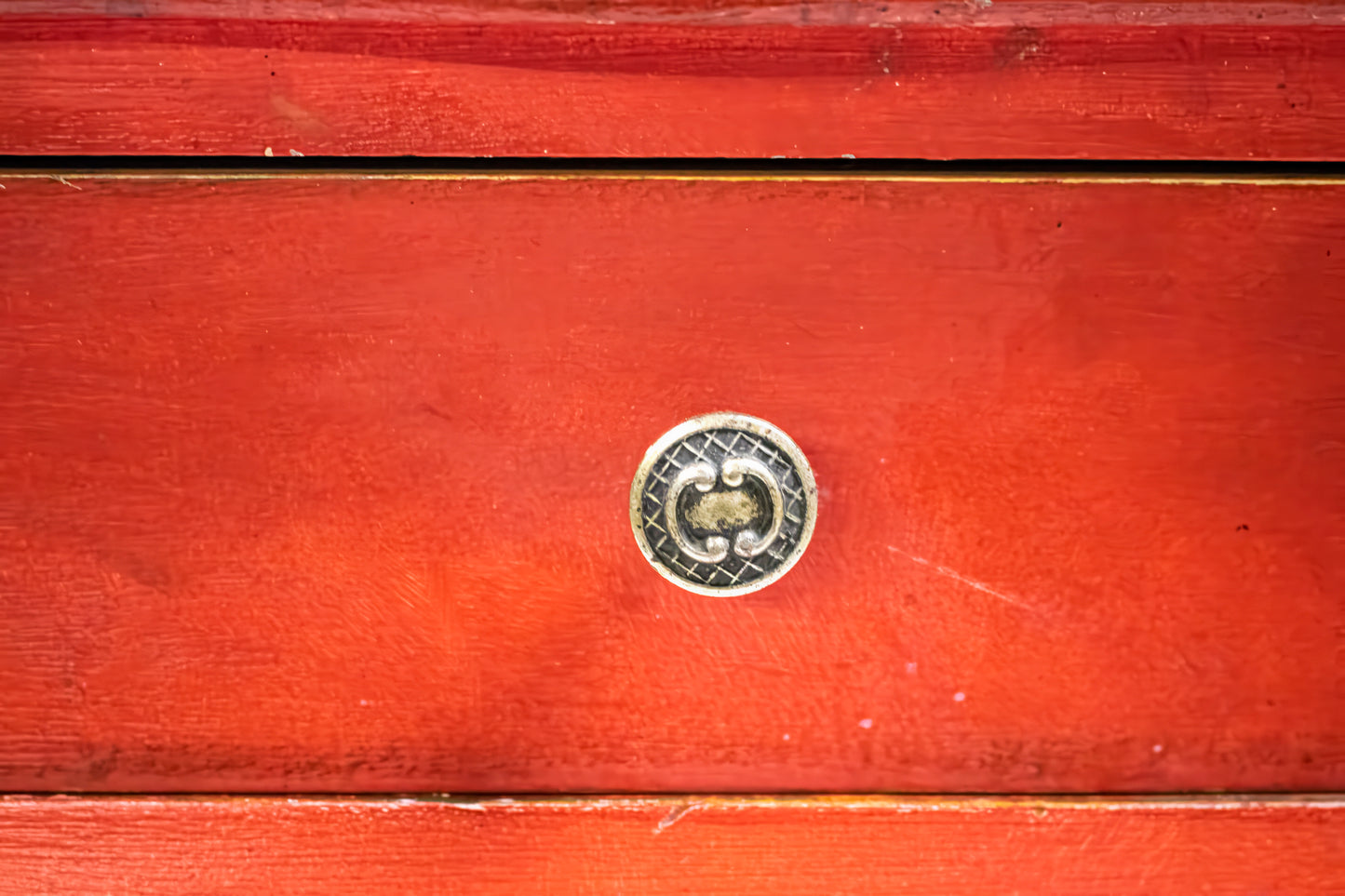 Red Vintage Nightstand with One Drawer
