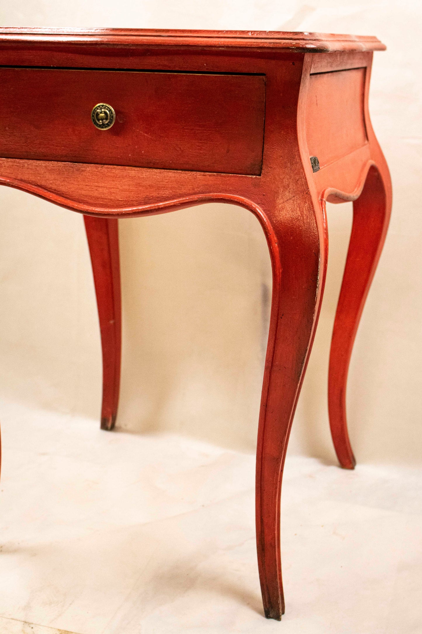 Red Vintage Nightstand with One Drawer