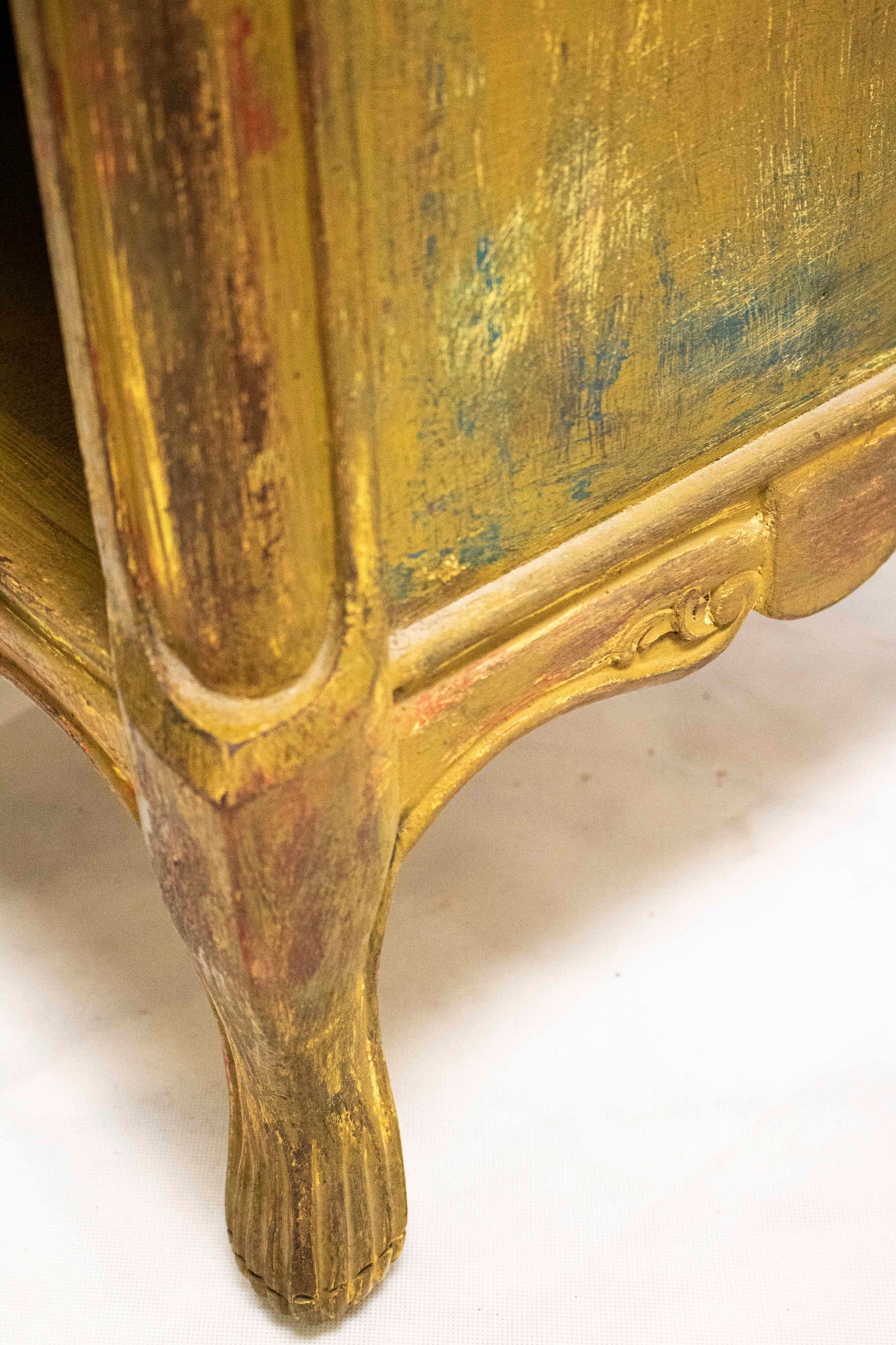 Gold Vintage Nightstand with Drawer and Open Shelf