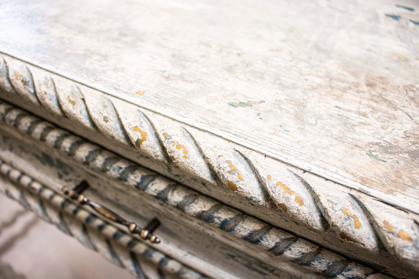 White Vintage Console Table with Two Drawers