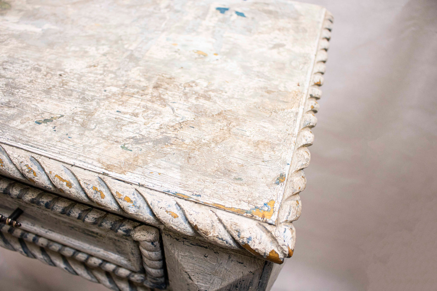 White Vintage Console Table with Two Drawers