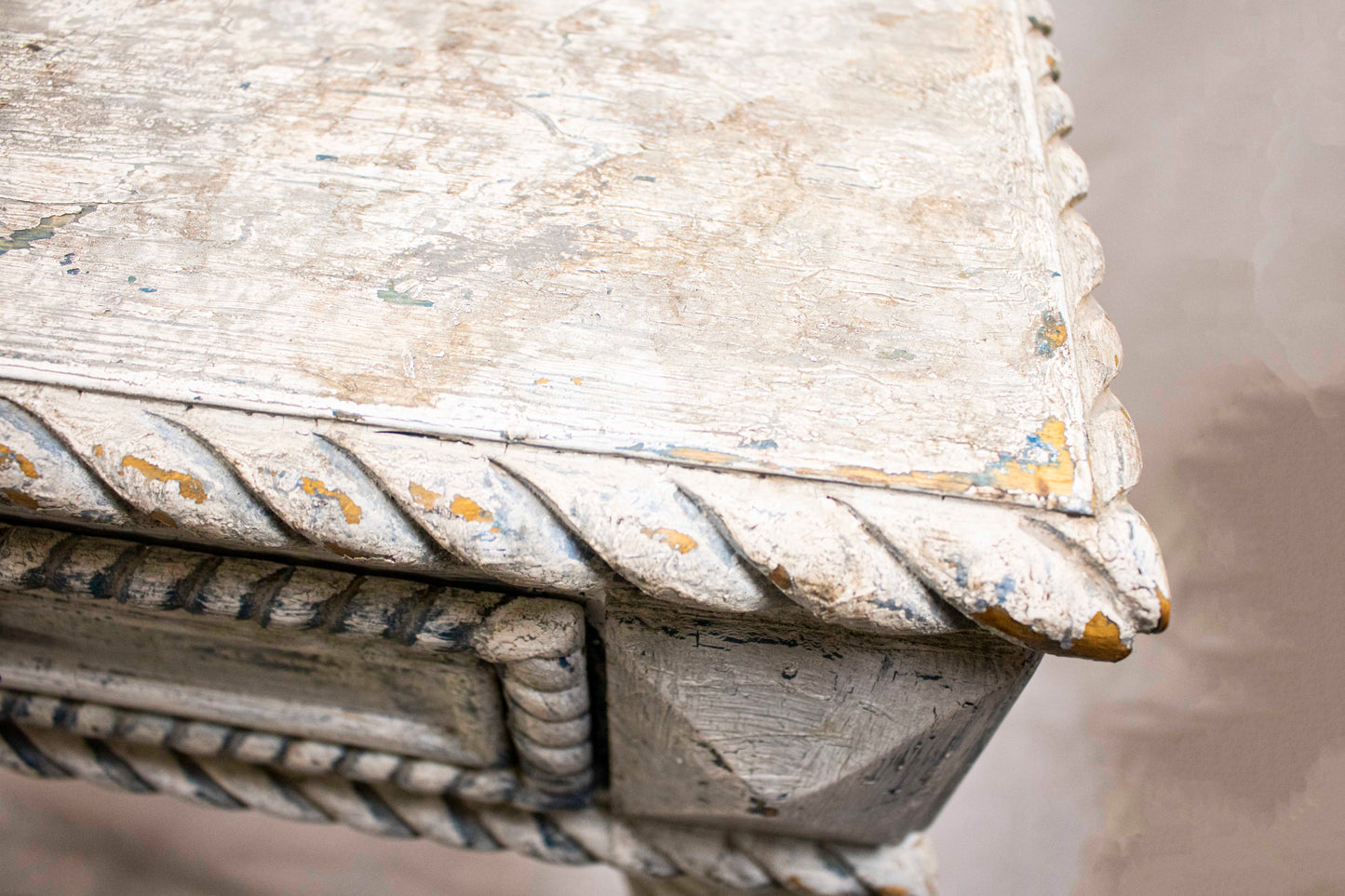 White Vintage Console Table with Two Drawers